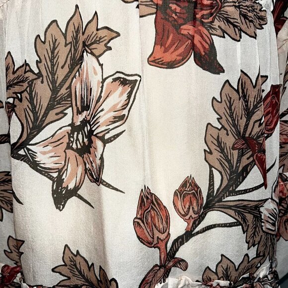 FOR LOVE and LEMONS Sheer Floral Ruffle Hem Tiered Sleeves Tassel Cuffs Dress S - Picture 11 of 12